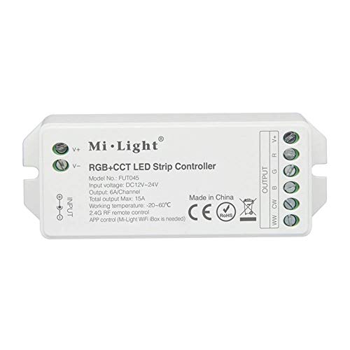 lighteu®, Miboxer Milight RGBCCT Smart LED Strip Controller für RGBCCT (RGB+Farbtemperatur 2700K 6500K) Streifenlicht, DC 12V 24V max. 15A Controller, fut045 von lighteu