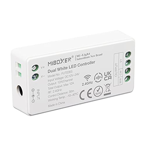 lighteu®, Milight Miboxer 2,4 GHz Farbtemperatur Dual White LED Strip Controller DC12V/24V Ausgang Max.12A, FUT035S von lighteu
