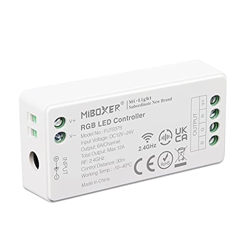 lighteu®, Milight Miboxer 2,4 GHz RGB LED Streifen Controller, DC12V/24V Ausgang, max. 12 A, FUT037S von lighteu