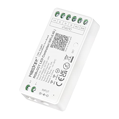 lighteu®, Milight Miboxer RGBCCT WiFi LED Strip Controller, Amazon Alexa und Google Home Voice Control Fernbedienung und APP Steuerung, keine WiFi-Box erforderlich, Bluetooth 4.2, FUT039W von lighteu