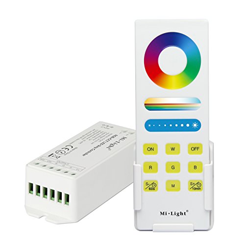 lighteu, RGBCCT LED Kontrollsystem für RGBCCT Streifenlicht, RGB und Farbtemperatur einstellbar (2700-6500K) DC 12V / 24V max.15A Controller mit 2,4G Wireless Timing-Funktion Fernbedienung, Fut045A von lighteu