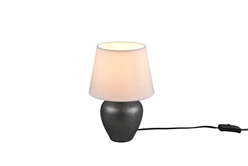 lightling Tischleuchte Alma, Korpus Keramik in nickel antik, Stoffschirm in weiß, exkl. 1 x E14 Leuchtmittel max 40W, Schnurschalter, Höhe: 26 cm von lightling