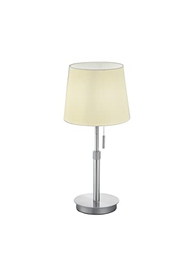 lightling Tischleuchte Liam, nickel matt Metall, Stoffschirm weiß, mit Zugschalter, exkl. 1 x E27 max. 60 Watt, höhenverstellbar 45-56 cm von lightling