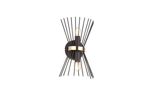 lightling 2-flammige Wandlampe Rob, Up- and Downbeleuchtung, IP20 Indoor, exkl. 2 x E14 max. 40W, Metall, schwarz-gold von lightling