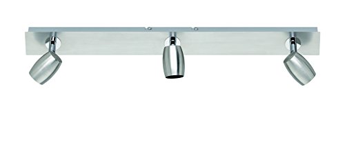 lightling Basic LED Strahler Deckenspot Rudi 3 flammig | Deckenleuchte Spotbalken | Spots drehbar & schwenkbar | nickel matt | inkl. 3 x GU10 3W LED | Länge 54 cm von lightling