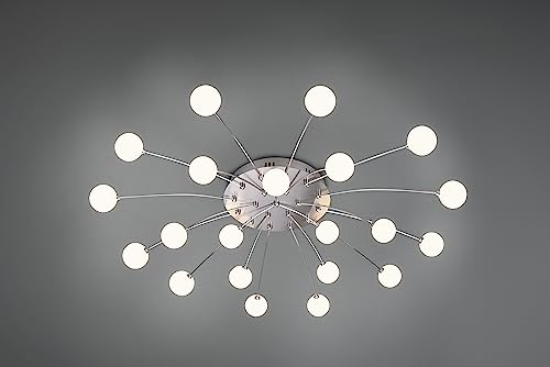 lightling Bully Deckenleuchte, mit LED-Leuchtmittel, ø 96 cm, Höhe: 15 cm, Nickel Matt Metall, Schirm Glas Weiß, Switch Dimmer von lightling