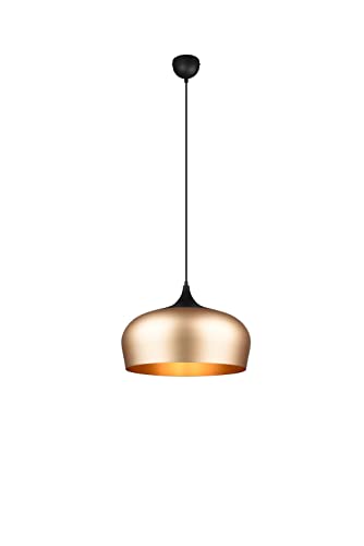 lightling Chris Pendelleuchte, Hängeleuchte in Messing matt aus Aluminium, Hängelampe für Esszimmer, Flur oder Küche, exkl. 1 x E27 max. 40 Watt, höhenverstellbar bis 150 cm, Durchmesser: 45 cm von lightling