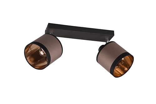 lightling Deckenlampe Davis 2-flammig, Stoffschirm in Taupe, exkl. 2 x E14 max. 10W, Ø 12 cm, Höhe 23 cm, Breite 38 cm, Metall, schwarz matt von lightling