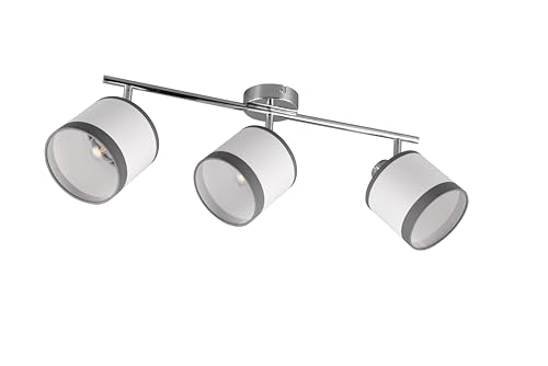 lightling Deckenlampe Davis 3-flammig, Stoffschirm in Weiß, exkl. 3 x E14 max. 10W, Ø 12 cm, Höhe 23 cm, Breite 58 cm, Metall, chrom von lightling