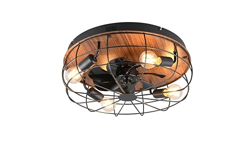 lightling Deckenlampe Trutti mit integriertem Ventilator und Fernbedienung, Geschwindigkeitsstufen, getrennt schaltbar, inkl. Timer, exkl. 4 x E27 max. 10W, holzfarbig von lightling