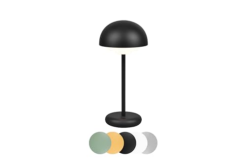 lightling Else LED Design Tischlampe, Pilz Lampe aufladbar via USB-C, Tischleuchte kabellos mit 4-fach Touch Funktion, IP44 für innen und außen,13 x 30 cm, schwarz, Kunststoff, 2 Watt von lightling