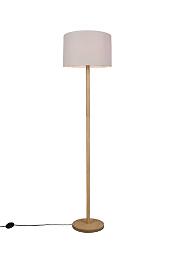 lightling Katharina Stehleuchte, Stehlampe mit Stoffschirm in weiß, Korpus aus Holz, exkl. 1 x E27 max. 60 Watt, Kabelfarbe schwarz, Fußschalter, Höhe: 162 cm von lightling