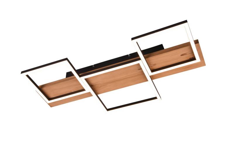 lightling LED Deckenleuchte Alan, LED fest integriert, warmweiß, Switch Dimmer, schwarz-matt Metall, Holzoptik von lightling