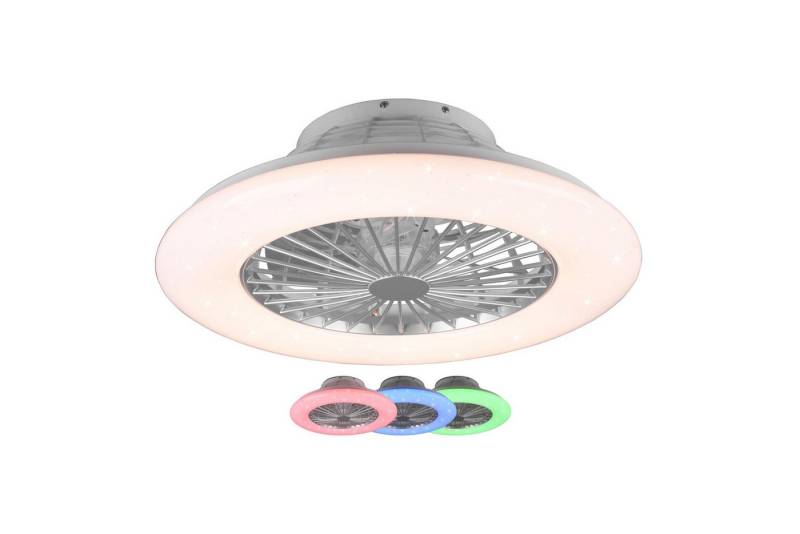 lightling LED Deckenleuchte Raimund, LED fest integriert, Kaltweiß, Ventilator, Starlight Effekt, RGBW Farbwechsler, Dimmer von lightling