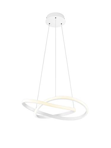 lightling LED Pendelleuchte Wibke, Ringe mit Acrylabdeckung, Korpus aus weiß matt Metall, fest verbaute LED Technik (27W), dimmbar (Switch Dimmer), Höhe zur Decke: max. 150 cm, Durchmesser: 60 cm von lightling