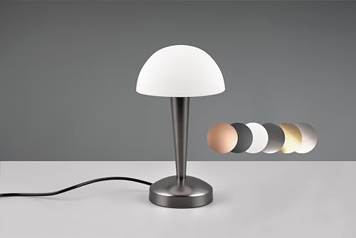 lightling LED Tischlampe Carina aus Metall, moderne Leuchte Indoor IP20, Switch Dimmer Funktion, On/Off Touch Funktion, Ø 15 cm, Höhe 26 cm, 4,9W, schwarz-chrom von lightling