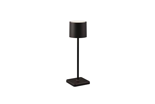 lightling LED Tischlampe Fernando, Akku Design Tischleuchte aufladbar via USB-C, kabellose Leuchte Indoor & Oudoor IP54, per Touch stufenlos dimmbar, 13 x 38 cm, Kunststoff, 1W, schwarz matt von lightling