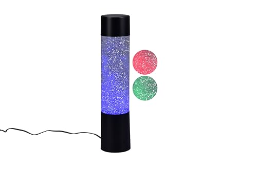 lightling LED Tischlampe Glinda, inklusive Ein- und Ausschalter, RGB Farbwechsler, Glitzerpartikel-Optik, Indoor IP20, Ø 7 cm, Höhe 34 cm, schwarz matt von lightling