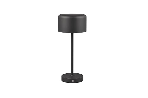 lightling LED Tischlampe Julien, Akku Design Tischleuchte aufladbar via USB-C inkl. Ladekabel, kabellose Leuchte Indoor IP20, per Touch dimmbar, Ø 12 cm, Höhe 30 cm, Metall, 1,5W, schwarz matt von lightling