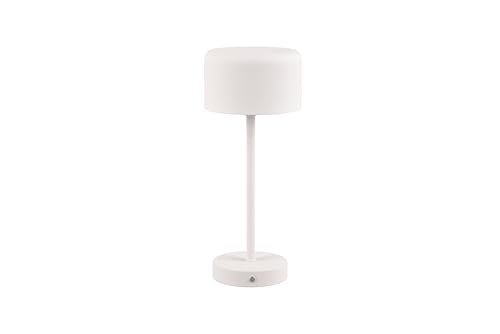 lightling LED Tischlampe Julien, Akku Design Tischleuchte aufladbar via USB-C inkl. Ladekabel, kabellose Leuchte Indoor IP20, per Touch dimmbar, Ø 12 cm, Höhe 30 cm, Metall, 1,5W, weiß matt von lightling