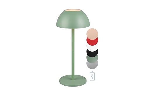 lightling LED Tischlampe Robert in Pistaziengrün, Akkuleuchte, Up- and Downbeleuchtung, 4-fach Touch, Akkubetrieb mit USB-C Anschluss, IP54 Outdoor, Ø 13 cm, Höhe 30 cm, Kunstoff von lightling