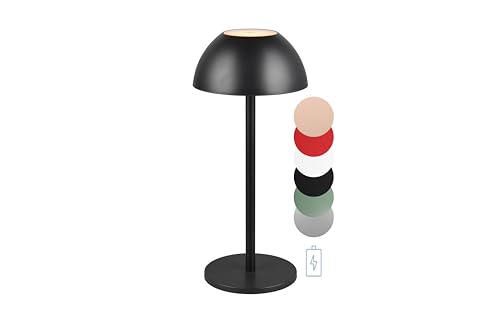 lightling LED Tischlampe Robert in Schwarz Matt, Akkuleuchte, Up- and Downbeleuchtung, 4-fach Touch, Akkubetrieb mit USB-C Anschluss, IP54 Outdoor, Ø 13 cm, Höhe 30 cm, Kunstoff von lightling