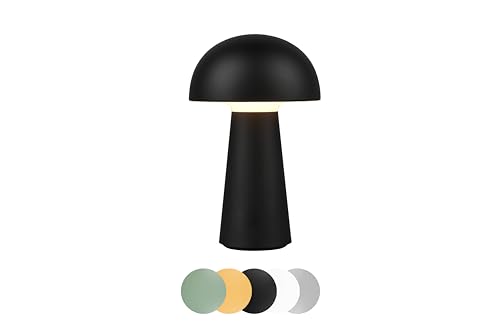 lightling Lennox LED Design Tischlampe, Pilz Lampe aufladbar via USB, Tischlampe kabellos inkl. 4-Touch Funktion, IP44 für innen und außen, 14 x 22 cm, Kunststoff, 2W, schwarz von lightling