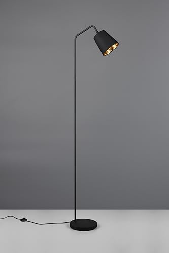 lightling Modern Stehlampe Bärbel, Fußschalter, schwenkbar, Stoffschirm in Schwarz-Gold, exkl. 1 x E27 max. 25W, Höhe 148 cm, Breite 22 cm, Metall, schwarz matt von lightling