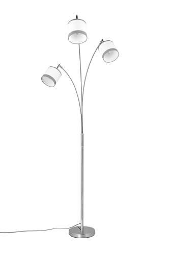 lightling Modern Stehlampe Davis, Fußschalter, Stoffschirm in Weiß, exkl. 3 x E14 max. 28W, Ø 12 cm, Höhe 185 cm, Metall, chrom von lightling