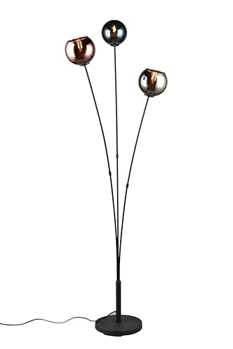 lightling Modern Stehlampe Shawn mit Fußschalter, Glasschirme in Blau, Grün, Kupfer, IP20, exkl. 3 x E14 max. 10W, Höhe 150 cm. Breite 40 cm, Metall von lightling