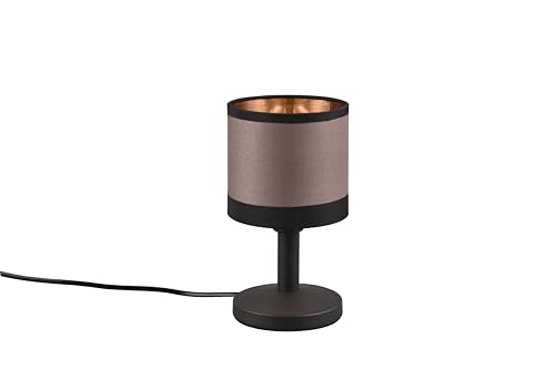 lightling Modern Tischlampe Davis, On/Off Touch Funktion, Stoffschirm in Taupe, exkl. 1 x E14 max. 10W, Ø 12 cm, Höhe 22 cm, Metall, schwarz matt von lightling