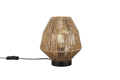 lightling Modern Tischlampe Mikael in Rattan-Optik, mit Schnurschalter, Korpus aus Papier, exkl. 1 x E27 max. 40W, Ø 20 cm, Höhe 20 cm, Metall von lightling