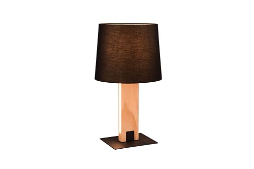 lightling Modern Tischlampe Rayan mit LED-Streifen am Korpus, Stoffschirm in Schwarz, Integrierter Dimmer, On/Off Touch Funktion, exkl. 1 x E27 max. 40W, Ø 28 cm, Höhe 50 cm, Metall, schwarz matt von lightling