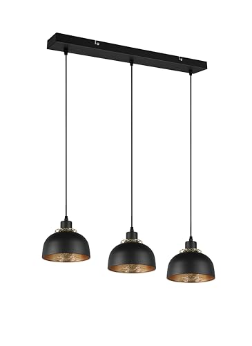 lightling Pancho Pendelleuchte, 3-flammig, Breite: 68 cm, Tiefe: 18 cm, höhenverstellbar bis max. 150 cm, schwarz matt Metall, exkl. 3 x E27, max: 40W von lightling
