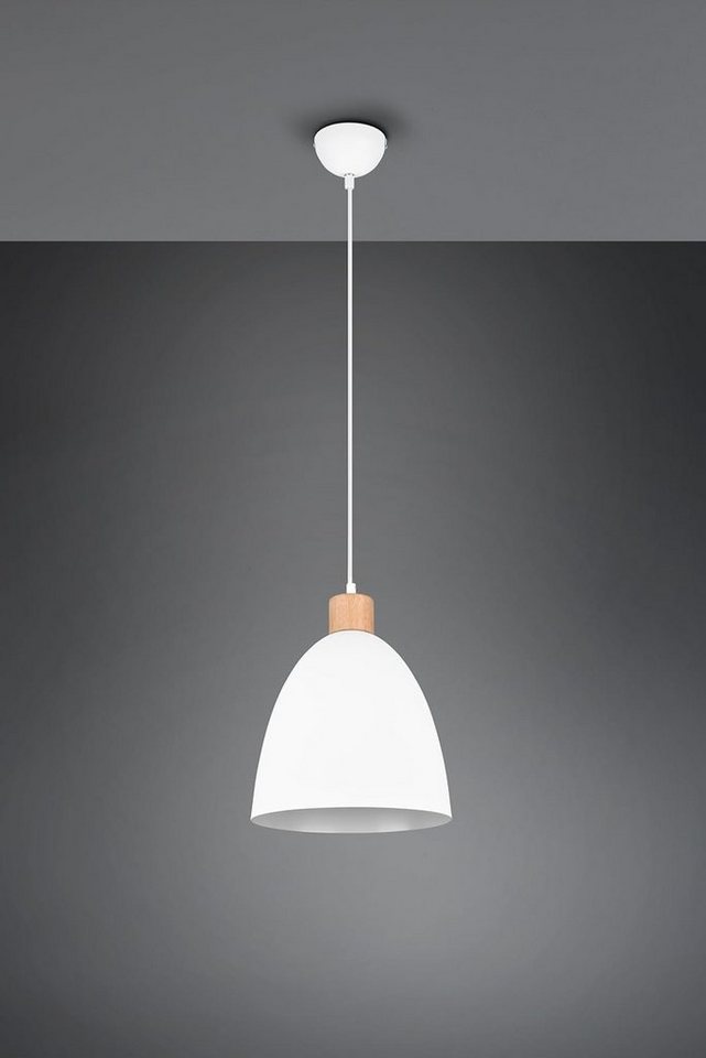 lightling Pendelleuchte Eggert, ohne Leuchtmittel, moderne Pendellampe mit Metallschirm und Elementen aus Holz von lightling