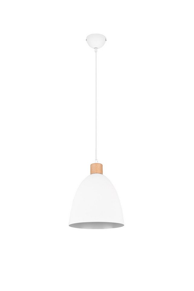 lightling Pendelleuchte Eggert, ohne Leuchtmittel, moderne Pendellampe mit Metallschirm und Elementen aus Holz von lightling