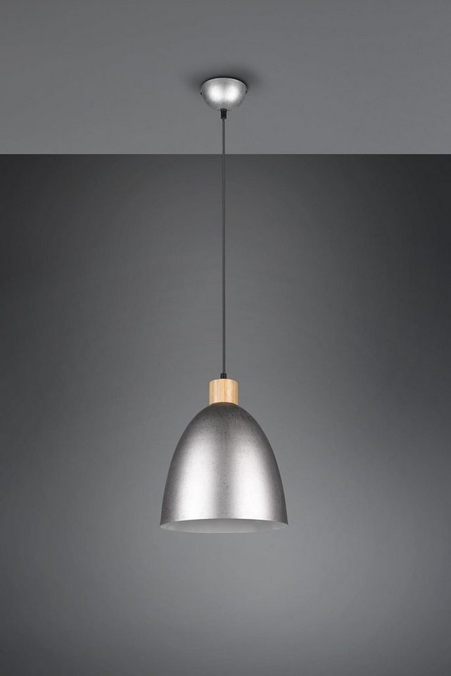 lightling Pendelleuchte Eggert, ohne Leuchtmittel, moderne Pendellampe mit Metallschirm und Elementen aus Holz von lightling