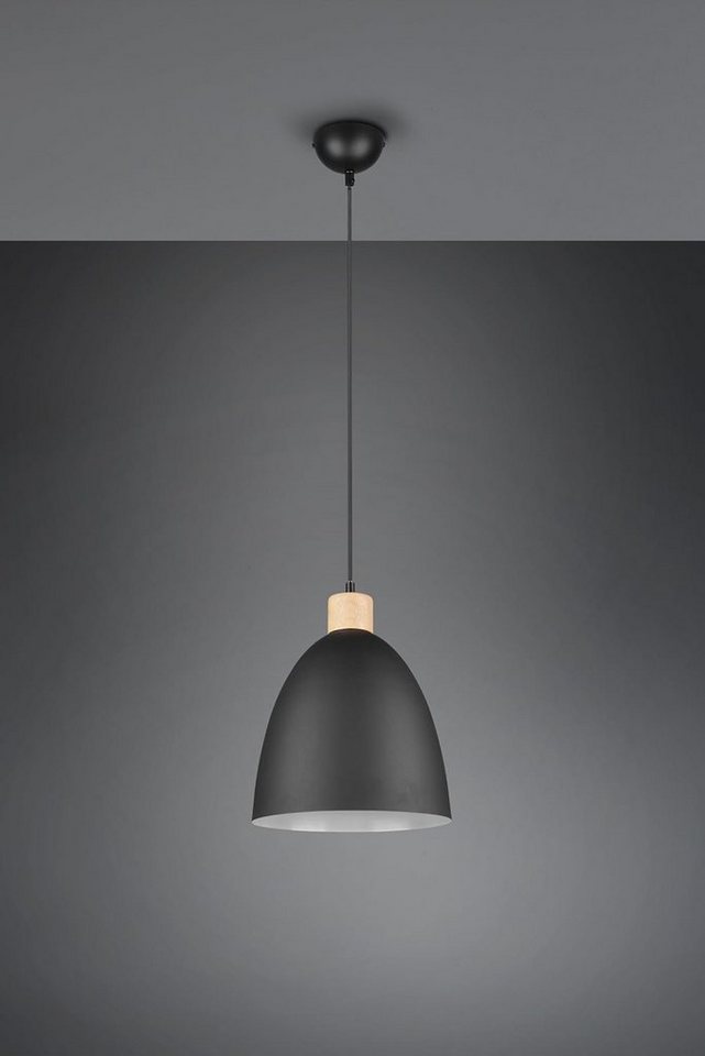 lightling Pendelleuchte Eggert, ohne Leuchtmittel, moderne Pendellampe mit Metallschirm und Elementen aus Holz von lightling