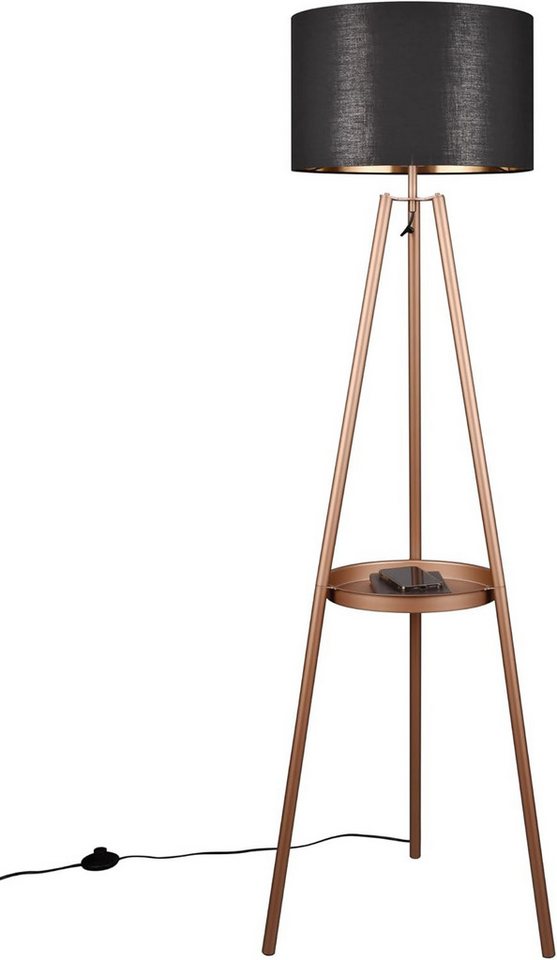 lightling Stehlampe Coby, ohne Leuchtmittel, mit Ablagefläche, Fußschaler, Stoffschirm, E27 von lightling