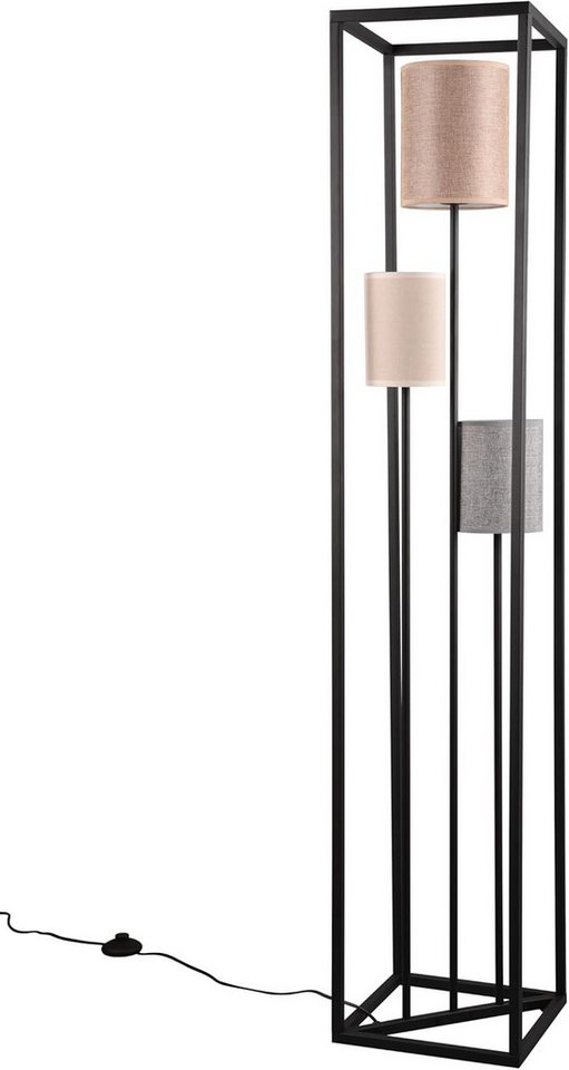 lightling Stehlampe Frieda, ohne Leuchtmittel, 3 Stoffschirme, mit Fußschalter, E27 von lightling