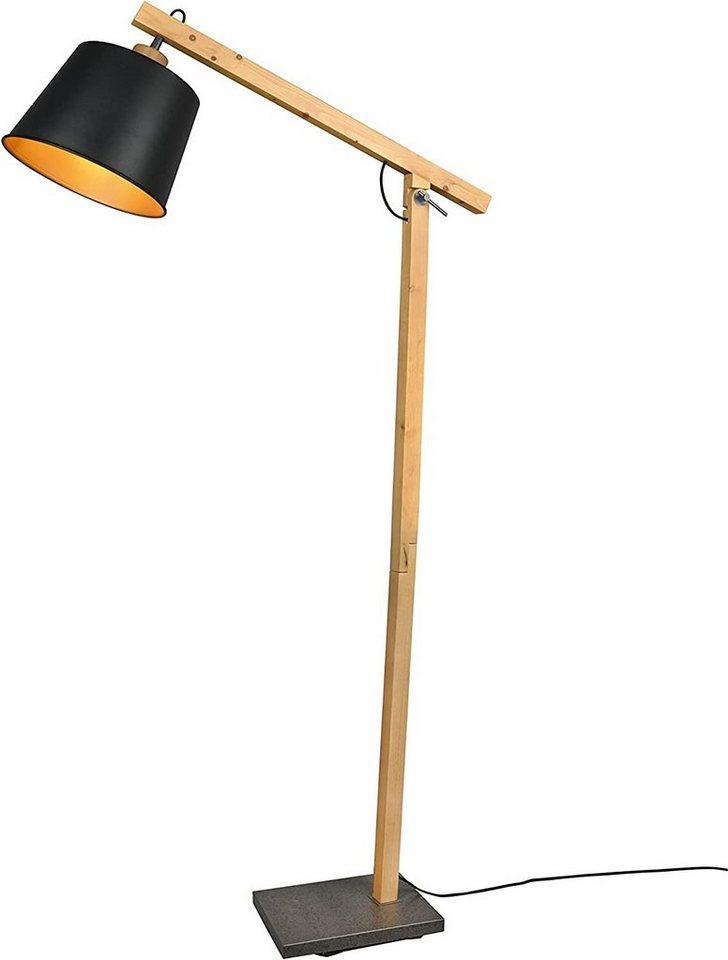 lightling Stehlampe Herbert, ohne Leuchtmittel, stylische Leselampe aus Massivholz mit Schirm aus Metall von lightling