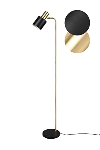 lightling Stehleuchte Alfred, Messing Metall, Schirm in schwarz matt Kippschalter, exkl. 1 x E27 max. 10W, Höhe: 153 cm von lightling