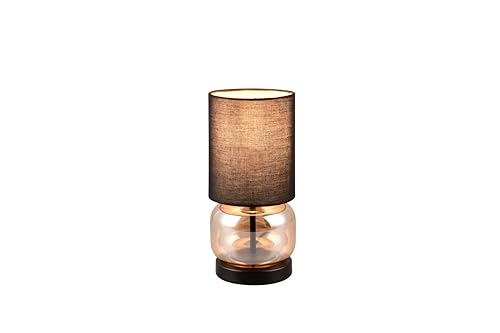 lightling Tischlampe Elia, mit Schnurschalter, IP20 Indoor, Glas amberfarbig, exkl. 1 x E27 max. 40W, schwarz matt von lightling