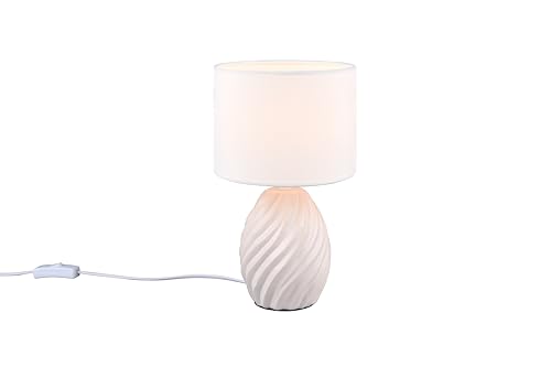 lightling Tischlampe Melina, mit Schnurschalter, Korpus aus Keramik, Stoffschirm in weiß, IP20 Indoor, exkl. 1 x E14 max. 40W, weiß matt von lightling
