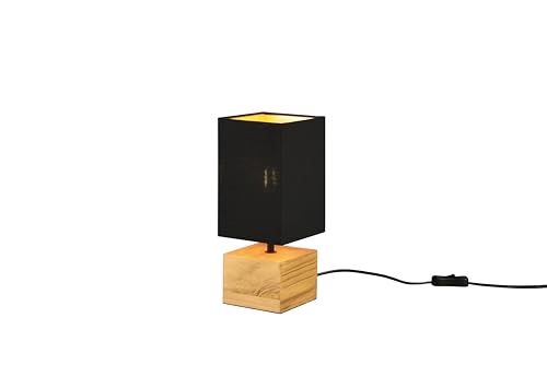 lightling Tischlampe Walter, mit Schnurschalter, IP20 Indoor, exkl. 1 x E14 max. 40W, Höhe 30 cm, Breite 12 cm, Naturholz, schwarz-gold von lightling