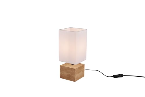 lightling Tischlampe Walter, mit Schnurschalter, IP20 Indoor, exkl. 1 x E14 max. 40W, Höhe 30 cm, Breite 12 cm, Naturholz, weiß von lightling
