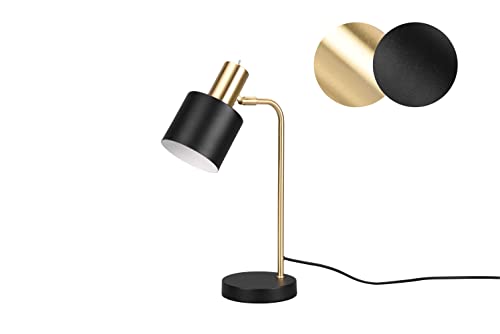 lightling Tischleuchte Alfred, Messing Metall, Schirm in schwarz matt Kippschalter, exkl. 1 x E14 max. 10W, Höhe: 43 cm von lightling