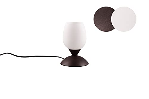 lightling Tischleuchte Conny mit Fuß aus rost Metall, Glasschirm weiß satiniert, Touch Funktion, 1 x E14 max. 40W, ø 12 cm, Höhe 18 cm von lightling