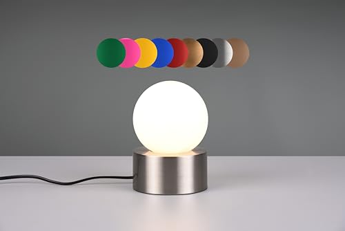lightling Tischleuchte Cordula mit Fuß aus nickel matt Metall, Glasschirm weiß, On/Off Touch-Funktion, exkl. 1 x E14 max. 25W, Ø 12 cm, Höhe 17 cm von lightling