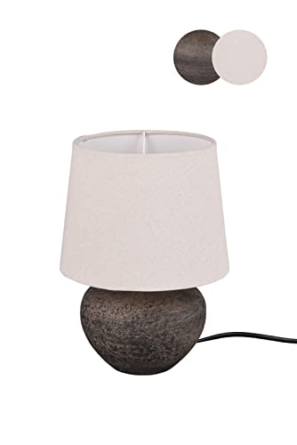 lightling Tischleuchte Luise mit Fuß aus Keramik, Stoffschirm beige, Schnurschalter, exkl. 1 x E14 max. 40W, ø 18 cm, Höhe 25 cm von lightling